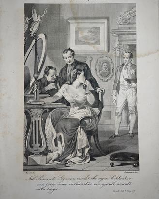 1863 Antica Incisione Contessa Spaur Portici PioIX