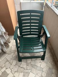 Sedia giardino/balcone plastica verde con bracciol