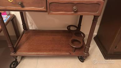 Carrello bar in legno Vintage con porta bottiglie