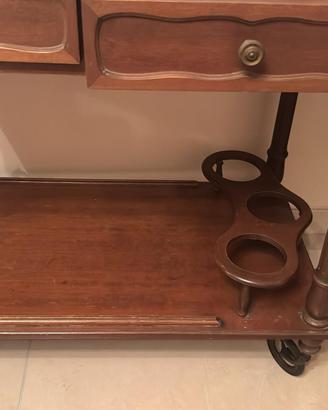 Carrello bar in legno Vintage con porta bottiglie