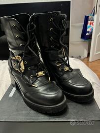 Stivali donna Versace donna con fibbia oro tg 39