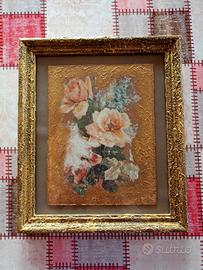 quadro decoupage con rose 