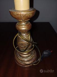 Base paralume in legno bronzato originale 