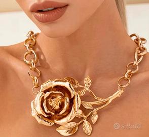 collana collier girocollo grande rosa