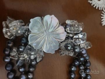 collana con 3 giri con perle coltivate 