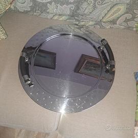 VASSOIO TONDO INOX ALESSI CON MANICI USATO