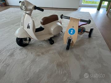 vespa elettrica e triciclo legno