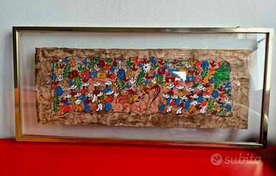 dipinto su carta d'amate originale 65x30