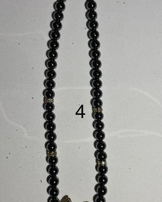 Collana perle cromate verdi co pendente floreale
