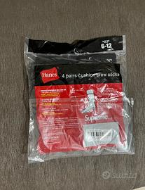 Calze Nere Supreme x Hanes (X4 PAIA PER PACCO)