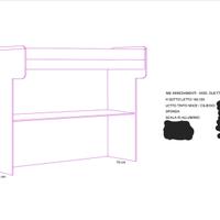 Letto a castello con scrivania, mensola e materass