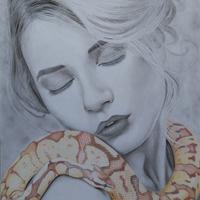 Disegno a matita e carboncino “Donna con serpente