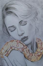 Disegno a matita e carboncino “Donna con serpente