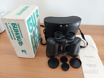 Binocolo russo sovietico Tento 12X40, completo