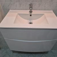 Lavabo Lavandino bagno sospeso cassettoni 75x49x47