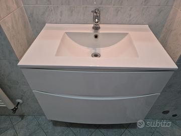 Lavabo Lavandino bagno sospeso cassettoni 75x49x47