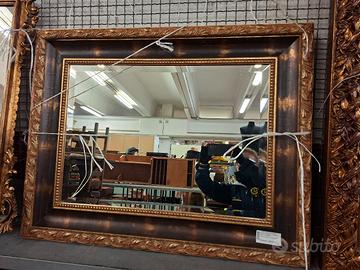 Specchio molato cornice marrone/dorata 