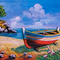 Quadro di paesaggio marina , olio su tela firmato