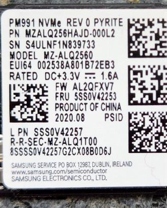 SSD M.2 NVMe Samsung 256GB – Formato 2242 (PM991)