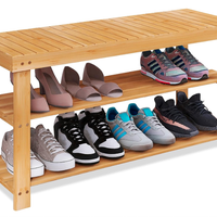 SMIBUY Panca portascarpe in bambù, 86 x 28.5 x 45.