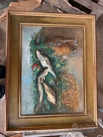 Quadro vintage natura morta con pesci  anni 60/70