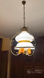 LAMPADARIO CLASSICO - OTTONE E VETRO