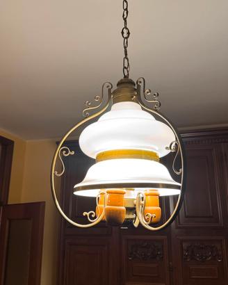 LAMPADARIO CLASSICO - OTTONE E VETRO