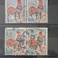 rari francobolli francesi del gallo doppi