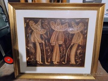 Quadro firmato con cornice dorata 80x70cm