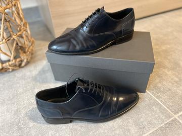 Scarpe blu eleganti da uomo in vero cuoio