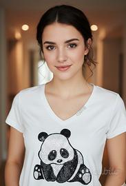 T-shirt cotone e Swarovski EAN 13 originale Made i