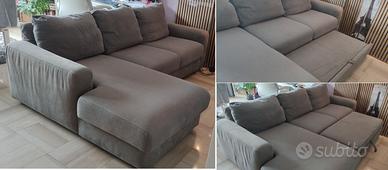 Divano letto 4 posti angolo chaise long grigio
