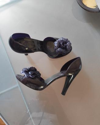 Sandali d'Orsay Tacco Menghi in PVC Lucido