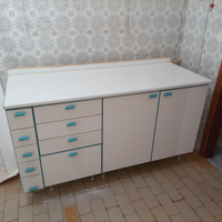 Mobili cucina,piano con cassetti,cappa, vetrinetta