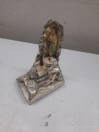 Antico Souvenir di Lourdes in Metallo e Resina