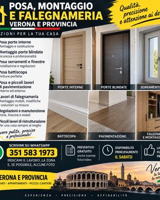Posa porte interne ,serramenti e falegnameria- VR