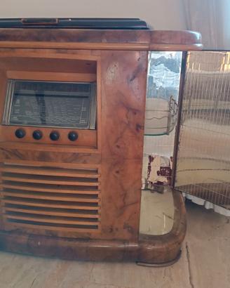 Mobile bar con giradischi anni 60, in radica