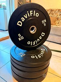 Set dischi in gomma + bilanciere olimpico 220