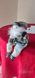 Bambola Pierrot Porcellana Vintage Vestito Scacchi