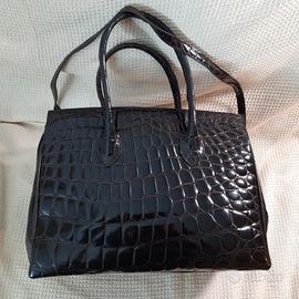 Borsa coccodrillo marrone scuro - Made in Italy