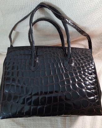 Borsa coccodrillo marrone scuro - Made in Italy