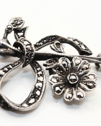 Stupenda spilla Vintage argento marcasite