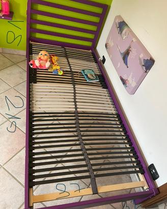 Letto singolo 90 x 200 cm di legno con rete