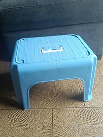 Panchetto sgabello celeste in plastica, Tontarelli