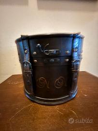 Cappelliera vintage in pelle e legno