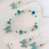 set collana bracciale e orecchini azzurro 