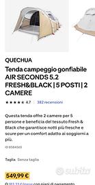 tenda gonfiabile da campeggio 5 posti