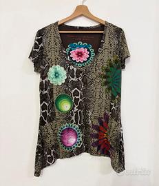 DEDSIGUAL Maglia t-shirt marrone pitonata