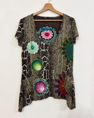 DEDSIGUAL Maglia t-shirt marrone pitonata