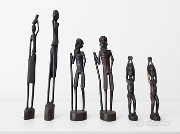 Arte africana set statuette in mogano anni '50